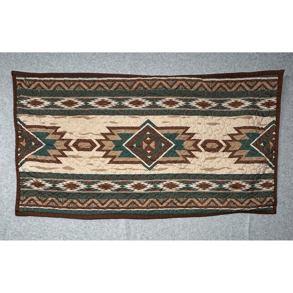 HiEnd Accents Lush Home Southwestern Quilted Pillow Sham King Brown Green Tan